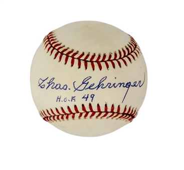 Charlie Gehringer Single-Signed American League Baseball w/ "HOF 49" Inscription